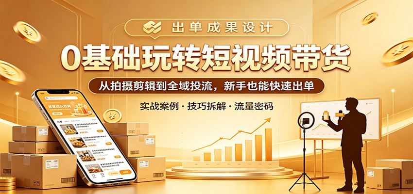 0基础玩转短视频带货:从拍摄剪辑到全域投流,新手也能快速出单-蜗牛学社