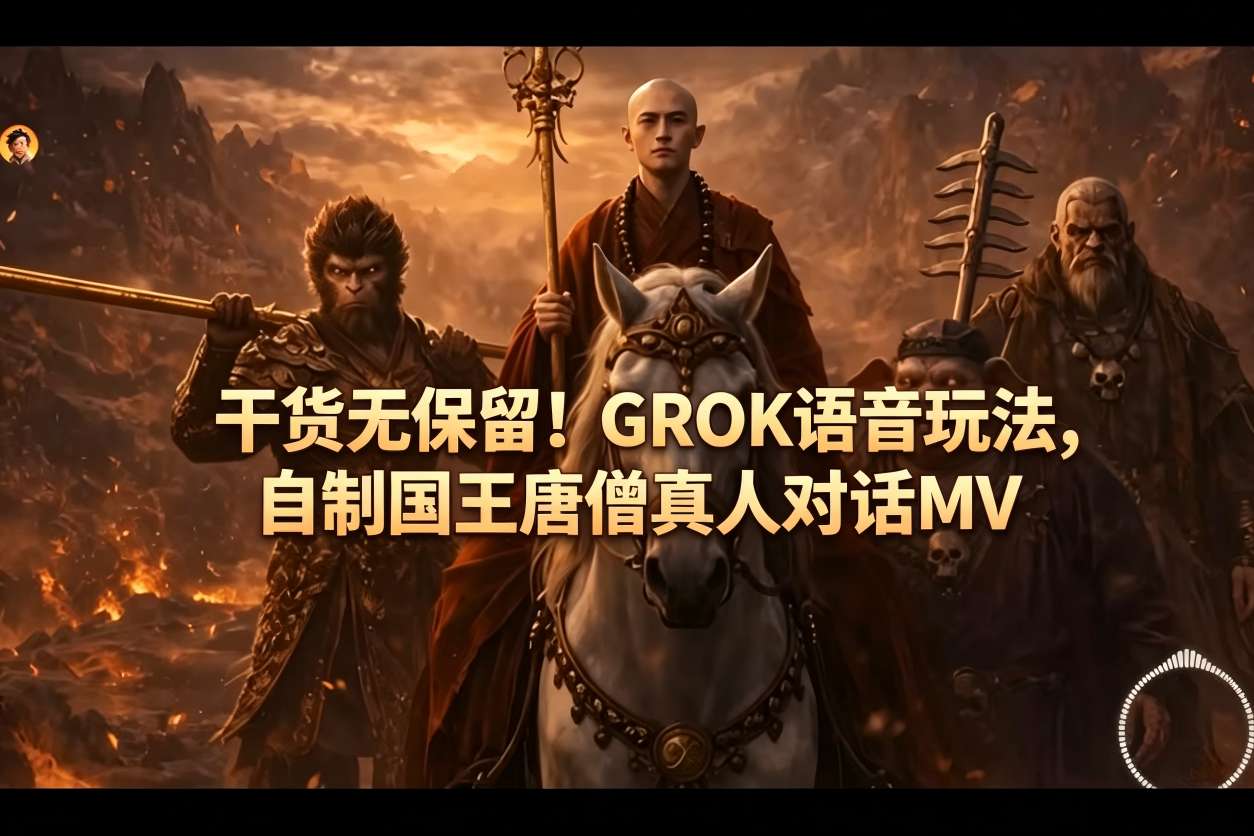 干货无保留!GROK语音玩法,自制国王唐僧真人对话MV-蜗牛学社