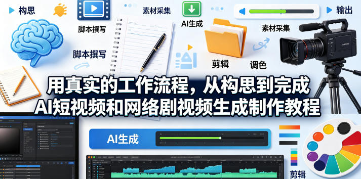 用真实的工作流程，从构思到完成AI短视频和网络剧视频生成制作教程-中英字幕-蜗牛学社