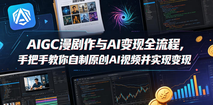 AIGC漫剧创作与AI变现全流程,手把手教你自制原创AI视频并实现变现-蜗牛学社