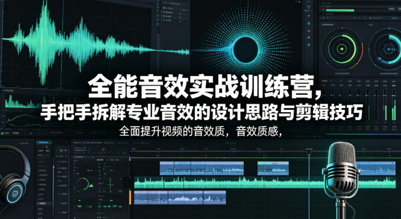 全能音效实战训练营,手把手拆解专业音效的设计思路与剪辑技巧,全面提升视频的音效质感-蜗牛学社