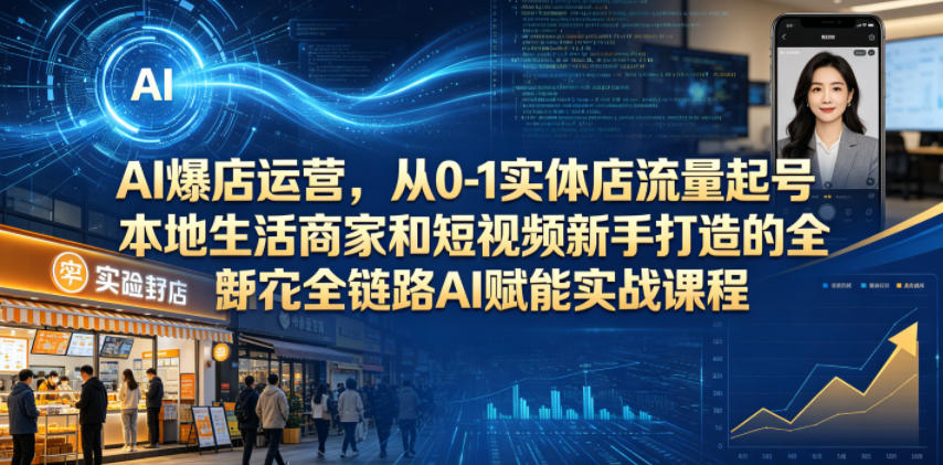 AI爆店运营,从0-1实体店流量起号,本地生活商家和短视频新手打造的全链路AI赋能实战课程-蜗牛学社