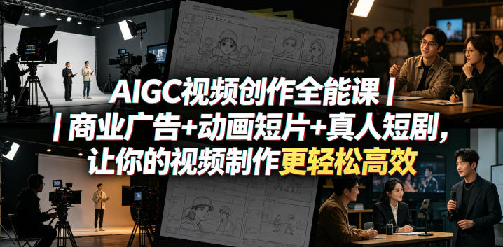 AIGC视频创作全能课|商业广告+动画短片+真人短剧,让你的视频制作更轻松高效-蜗牛学社