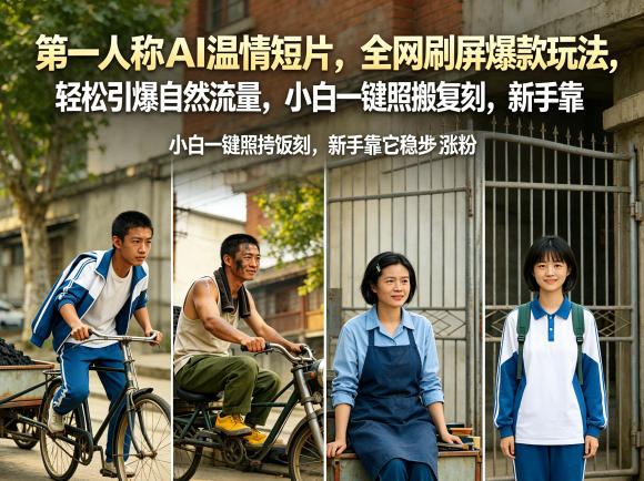 第一人称AI温情短片,全网刷屏爆款玩法,轻松引爆自然流量,小白一键照搬复刻,新手靠它稳步涨粉-蜗牛学社