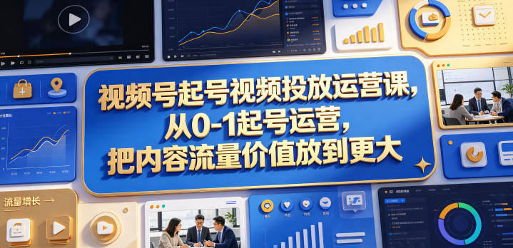 视频号起号视频投放运营课，从0-1起号运营，把内容流量价值放到更大-蜗牛学社