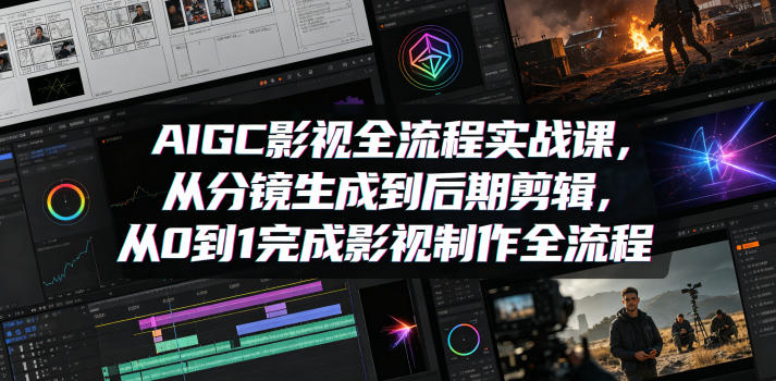AIGC影视全流程实战课，从分镜生成到后期剪辑，从0到1完成影视制作全流程-蜗牛学社