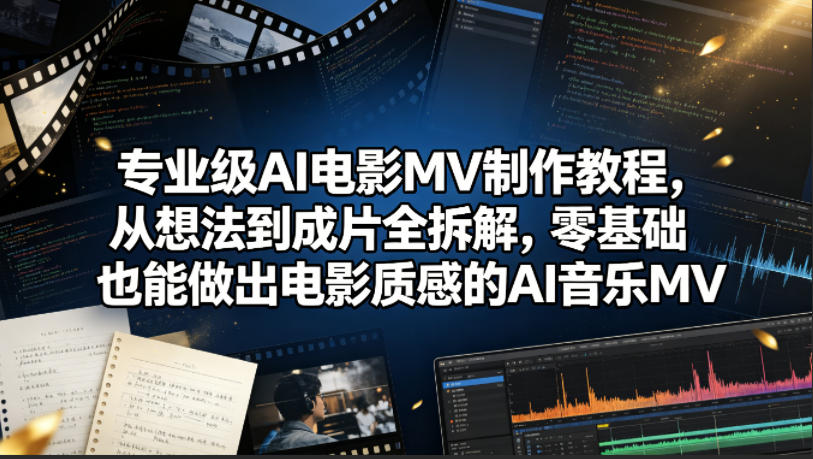 专业级AI电影MV制作教程,从想法到成片全拆解,零基础也能做出电影质感的AI音乐MV-蜗牛学社