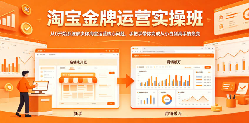 淘宝金牌运营实操班,从0开始系统解决你淘宝运营核心问题,手把手带你完成从小白到高手的蜕变-蜗牛学社
