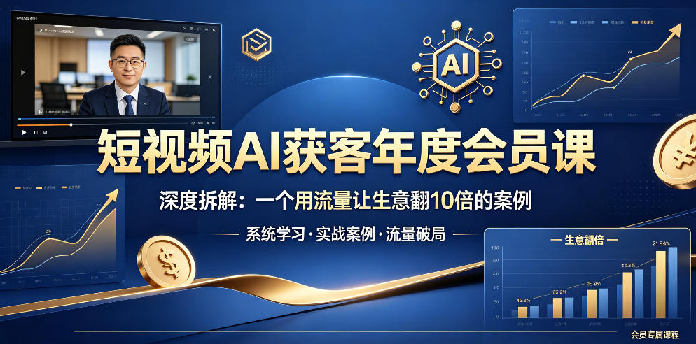 短视频AI获客年度会员课,深度拆解,一个用流量让生意翻10倍的案例-蜗牛学社