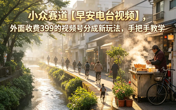小众赛道【早安电台视频】，外面收费399的视频号分成新玩法，手把手教学-蜗牛学社