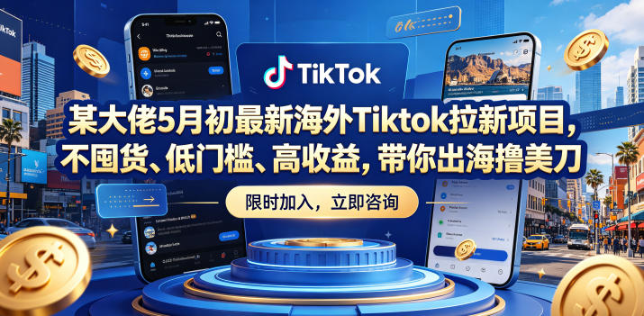 某大佬5月初最新海外Tiktok拉新项目,不囤货、低门槛、高收益,带你出海撸美刀-蜗牛学社