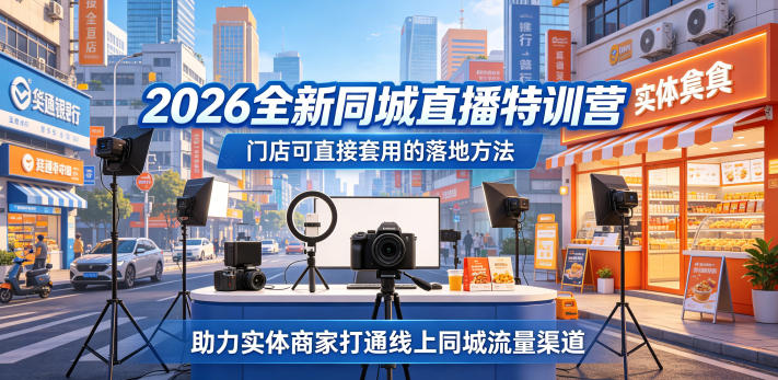 2026全新同城直播特训营，门店可直接套用的落地方法，助力实体商家打通线上同城流量渠道-蜗牛学社
