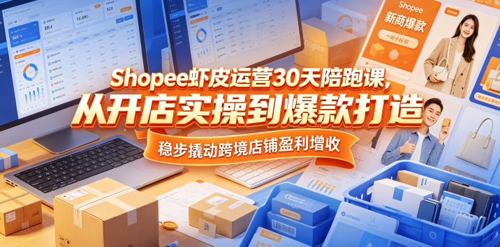 Shopee虾皮运营30天陪跑课,从开店实操到爆款打造,稳步撬动跨境店铺盈利增收-蜗牛学社