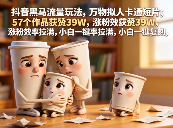 抖音黑马流量玩法,万物拟人卡通短片,57个作品获赞39W,涨粉效率拉满,小白一键复刻,保姆级拆解-蜗牛学社
