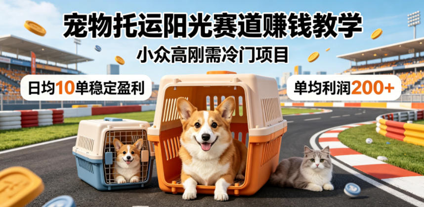 宠物托运阳光赛道賺钱教学，小众高刚需冷门项目，日均10单稳定盈利，单均利润200+-蜗牛学社