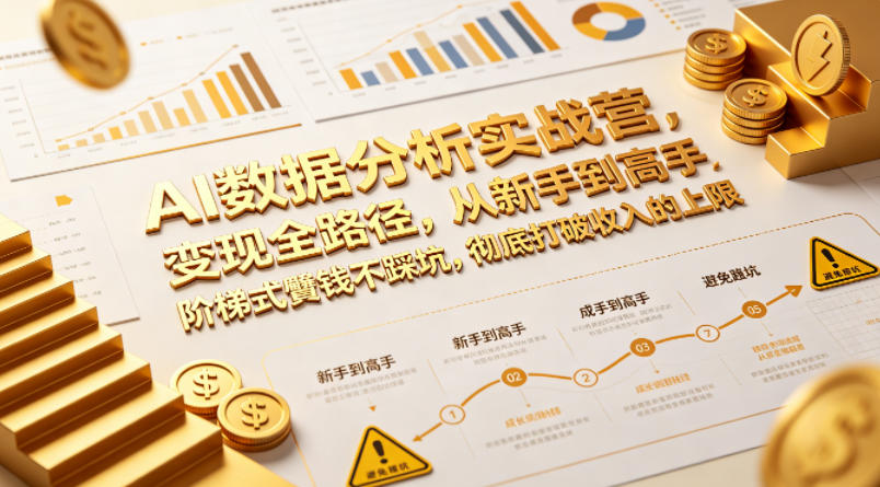 AI数据分析实战营,变现全路径,从新手到高手,阶梯式賺钱不踩坑,彻底打破收入的上限-蜗牛学社