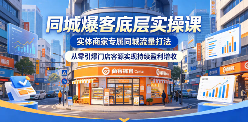 同城爆客底层实操课，实体商家专属同城流量打法，从零引爆门店客源实现持续盈利增收-蜗牛学社