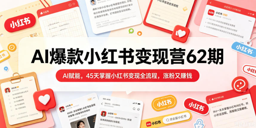 AI爆款小红书变现营62期2026年5月，AI赋能，45天掌握小红书变现全流程，涨粉又賺钱-蜗牛学社