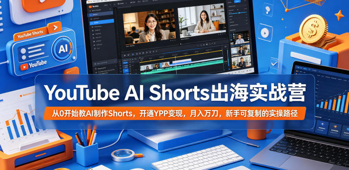 YouTube AI Shorts出海实战营,从0开始教AI制作Shorts,开通YPP变现,月入万刀,新手可复制的实操路径-蜗牛学社