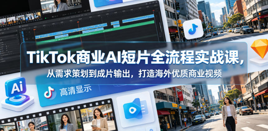 TikTok商业AI短片全流程实战课,从需求策划到成片输出,打造海外优质商业视频-蜗牛学社