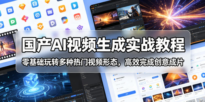 国产AI视频生成实战教程,零基础玩转多种热门视频形态,高效完成创意成片-蜗牛学社