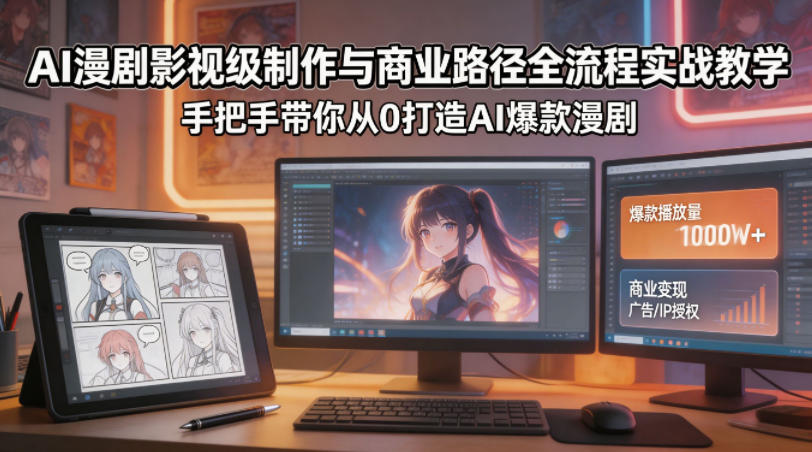 AI漫剧影视级制作与商业路径全流程实战教学,手带你从0打造AI爆款漫剧-蜗牛学社