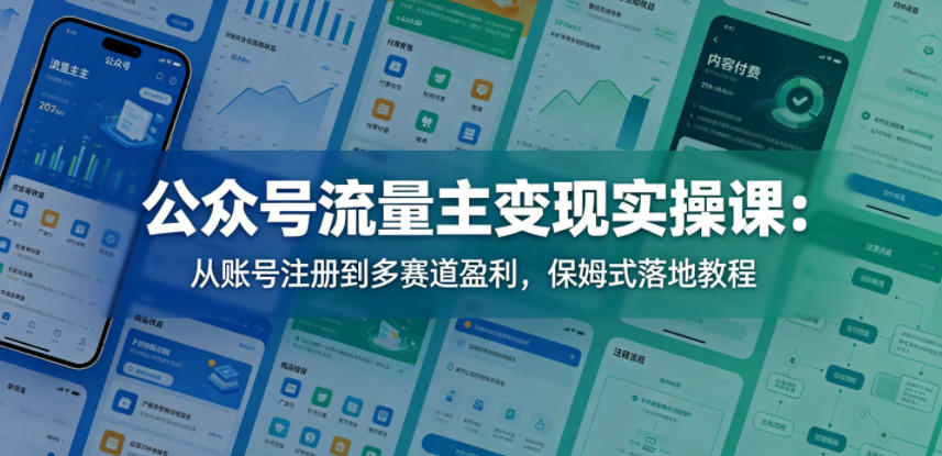 公众号流量主变现实操课:从账号注册到多赛道盈利,保姆式落地教程-蜗牛学社