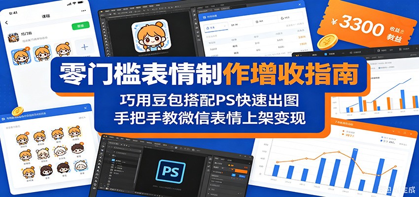 零门槛表情制作增收指南:巧用豆包搭配 PS 快速出图,手把手教微信表情上架变现-蜗牛学社
