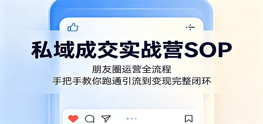 私域成交实战营SOP：朋友圈运营全流程，手把手教你跑通引流到变现完整闭环-蜗牛学社