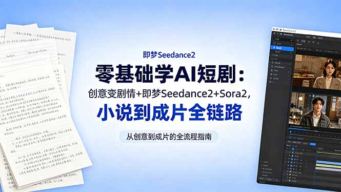 零基础学AI短剧:创意变剧情+即梦Seedance2+Sora2,小说到成片全链路-蜗牛学社