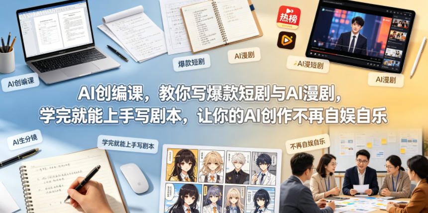 AI创编课，教你写爆款短剧与AI漫剧，学完就能上手写剧本，让你的AI创作不再自娱自乐-蜗牛学社