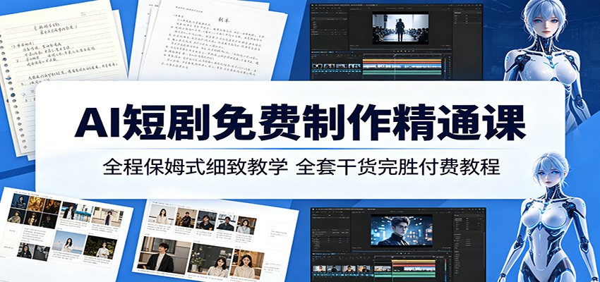 AI短剧免费制作精通课:全程保姆式细致教学,全套干货完胜付费教程-蜗牛学社
