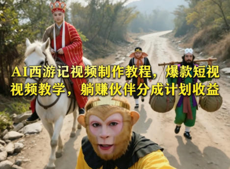 AI西游记视频制作教程,爆款短视频教学,躺賺伙伴分成计划收益-蜗牛学社