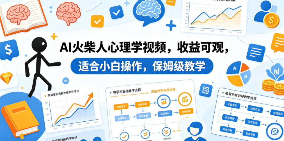 AI火柴人心理学视频,收益可观,适合小白操作,保姆级教学-蜗牛学社