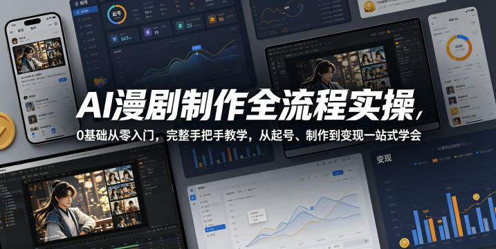 AI漫剧制作全流程实操,0基础从零入门,完整手把手教学,从起号、制作到变现一站式学会-蜗牛学社