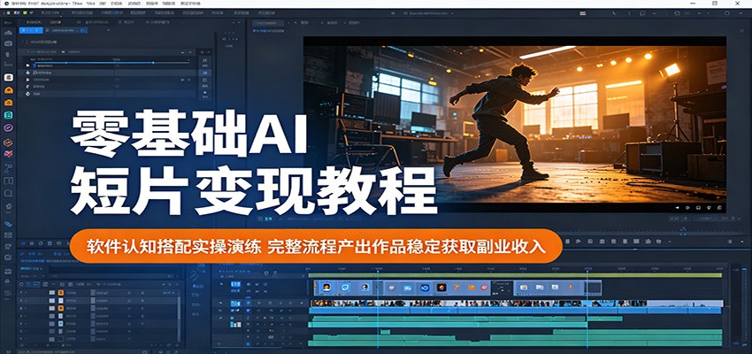 零基础AI短片变现教程:软件认知搭配实操演练,完整流程产出作品稳定获取副业收入-蜗牛学社