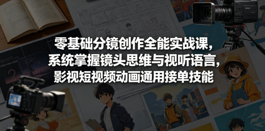 零基础分镜创作全能实战课,系统掌握镜头思维与视听语言,影视短视频动画通用接单技能-蜗牛学社