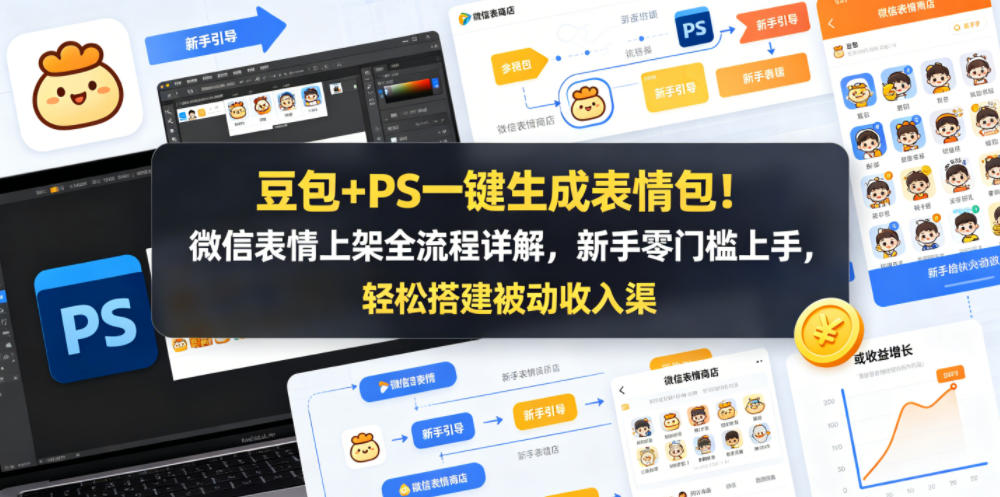 豆包+PS一键生成表情包!微信表情上架全流程详解,新手零门槛上手,轻松搭建被动收入渠道-蜗牛学社