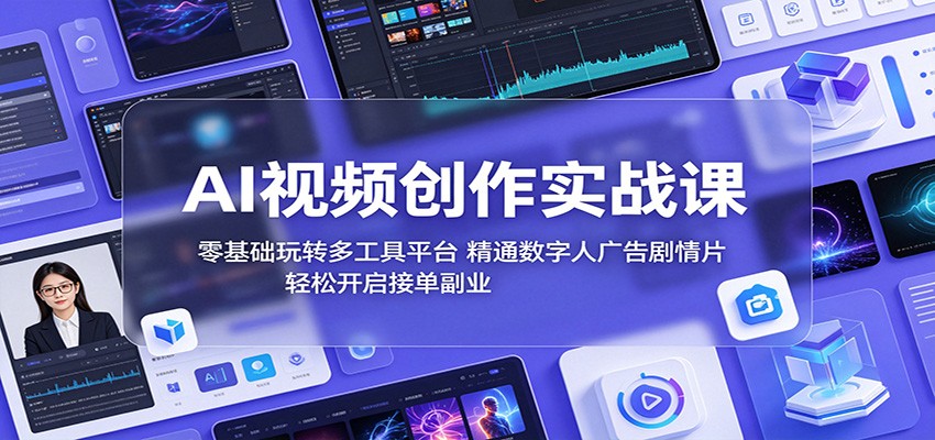 AI视频创作实战课：零基础玩转多工具平台，精通数字人广告、剧情片，轻松开启接单副业-蜗牛学社