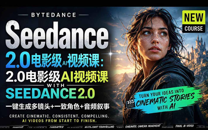字节跳动的Seedance 2.0 AI电影视频生成制作教程,一键生成多镜头+一致角色+音频叙事-中英字幕-蜗牛学社