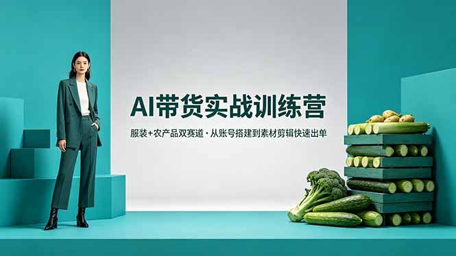 AI带货实战训练营,服装+农产品双赛道,从账号搭建到素材剪辑快速出单-蜗牛学社