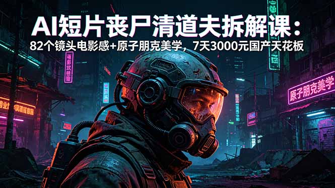 AI短片《丧尸清道夫》拆解课：82个镜头电影感+原子朋克美学，7天3000元国产天花板-蜗牛学社