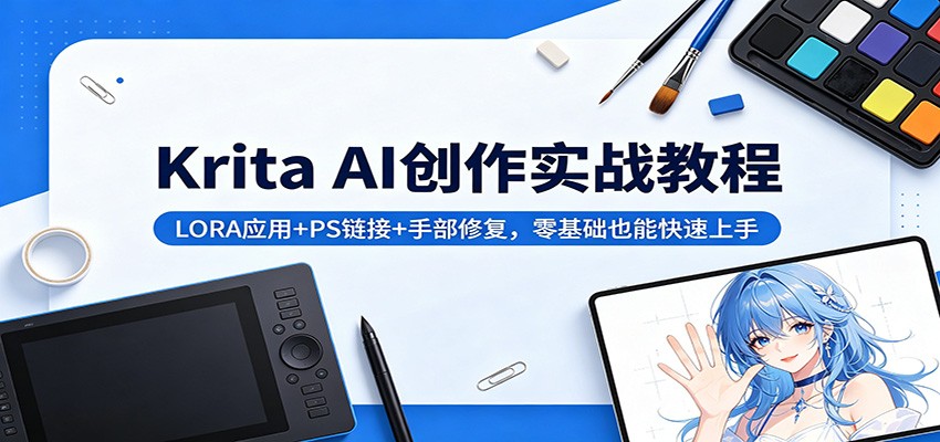 Krita AI创作实战教程：LORA应用+PS链接+手部修复，零基础也能快速上手-蜗牛学社