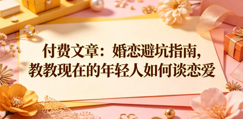 付费文章:婚恋避坑指南,教教现在的年轻人如何谈恋爱-蜗牛学社