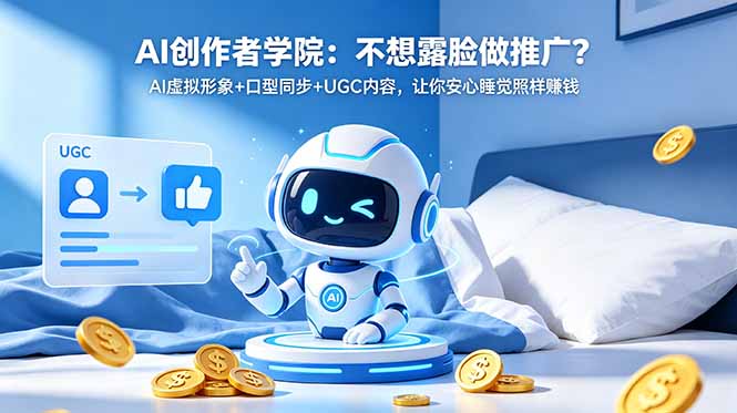 AI创作者学院：不想露脸做推广？AI虚拟形象+口型同步+UGC内容，让你安心睡觉照样赚钱-蜗牛学社