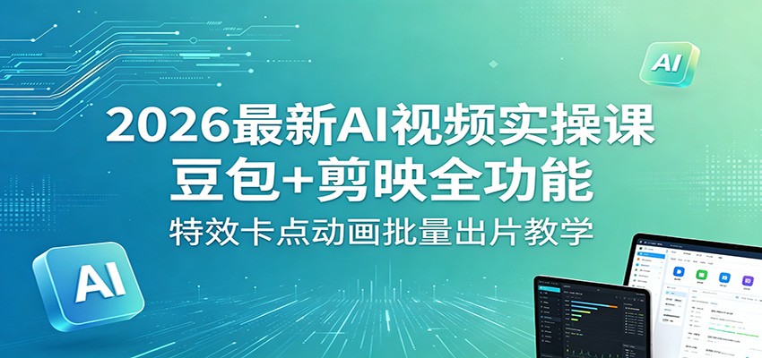 2026最新AI视频实操课:豆包+剪映全功能,特效卡点动画批量出片教学-蜗牛学社