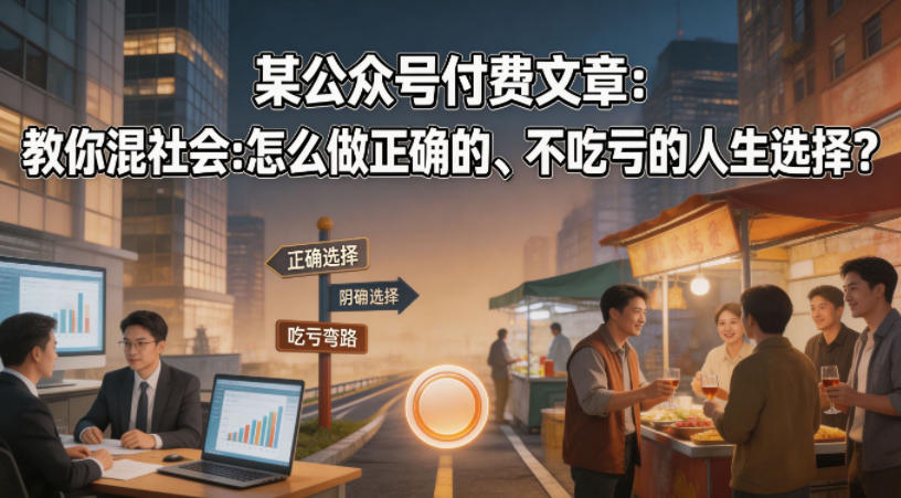 某公众号付费文章:教你混社会:怎么做正确的、不吃亏的人生选择?-蜗牛学社