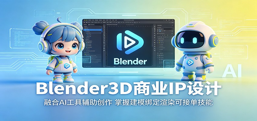 Blender3D商业IP设计:融合AI工具辅助创作,掌握建模绑定渲染可接单技能-蜗牛学社
