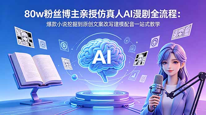 80w粉丝博主亲授仿真人AI漫剧全流程：爆款小说挖掘到原创文案改写建模配音一站式教学-蜗牛学社