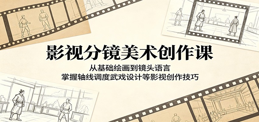 影视分镜美术创作课:从基础绘画到镜头语言,掌握轴线调度武戏设计等影视创作技巧-蜗牛学社